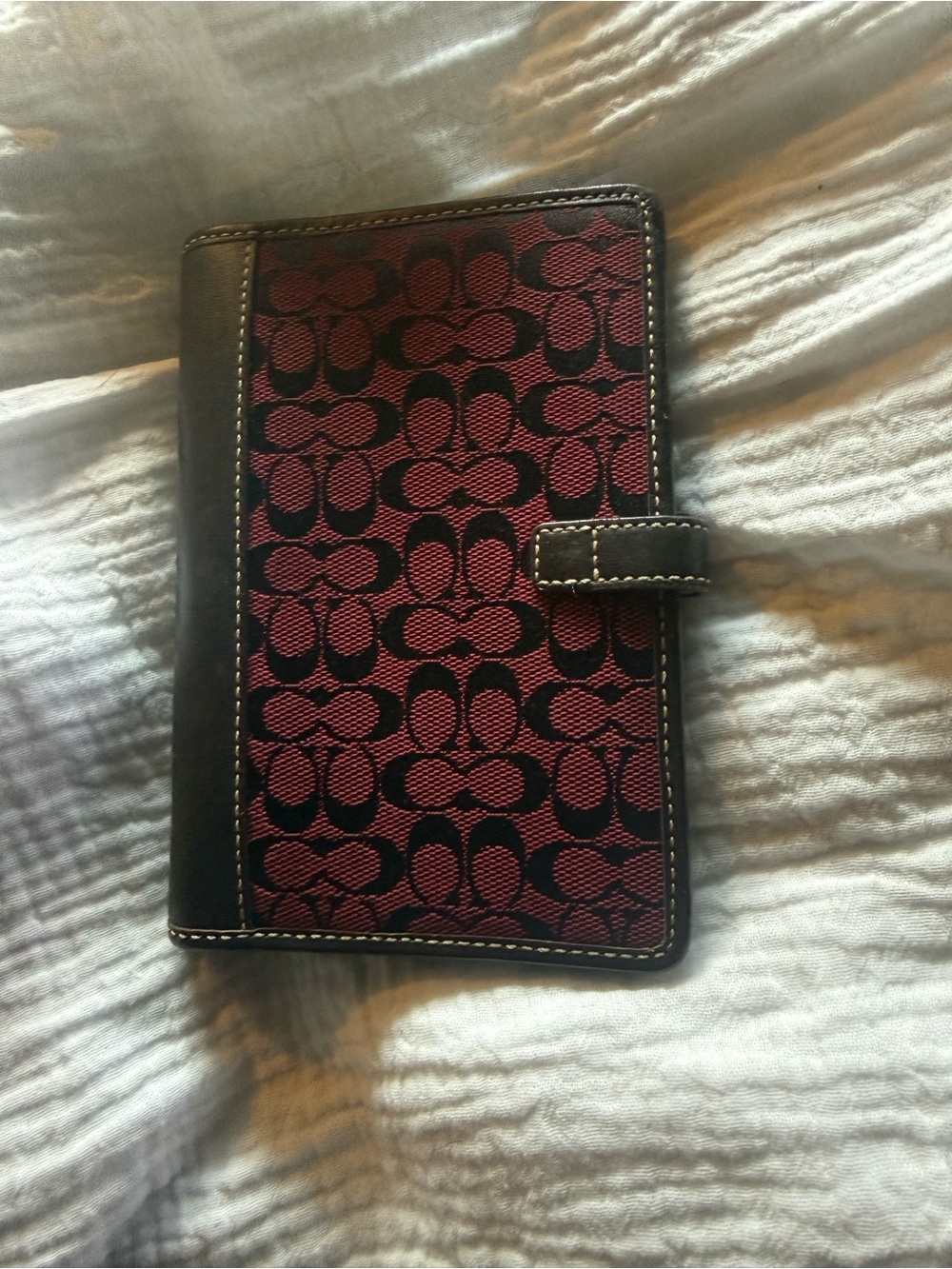 Coach Black & Burgundy Signature Organizer Wallet